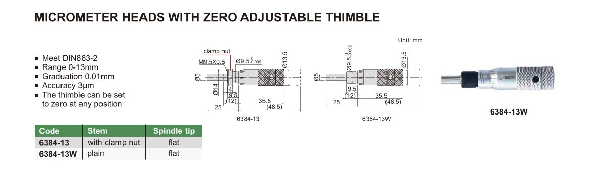 Einbaumikrometer / Einbaumessschraube mit einstellbarem Nullpunkt