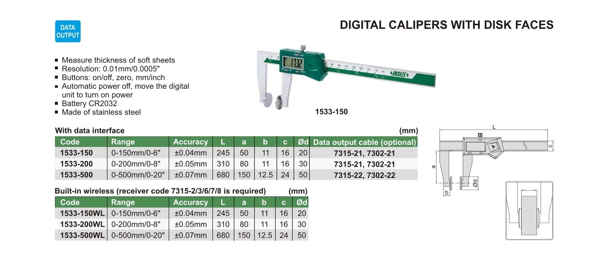 Digital Messschieber mit Tellermessflächen