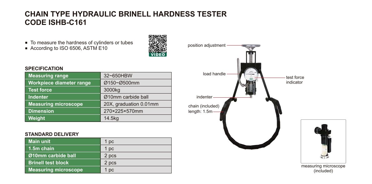 Hydraulisches Brinell Härteprüfgerät mit Spannkette