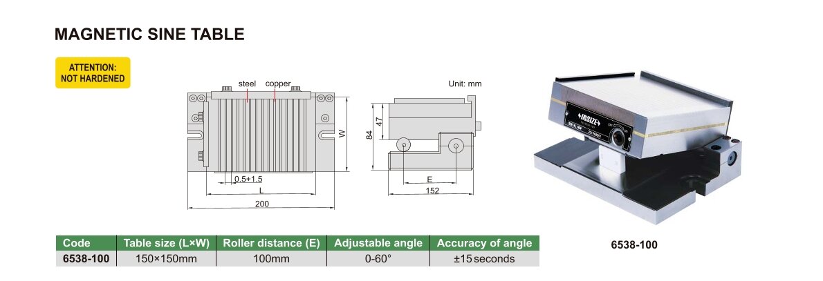 Sinus-Tisch, magnetisch - 100mm - 150x150mm