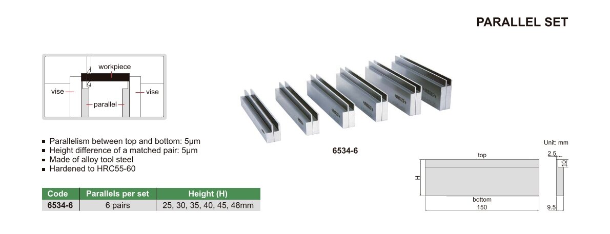 Parallelenunterlagen im Satz - 6 Paar