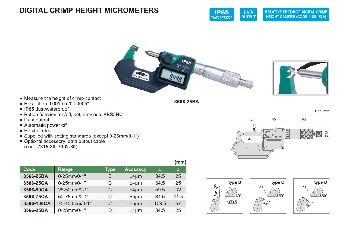 Digital Crimphöhen Mikrometer / Bügelmessschraube