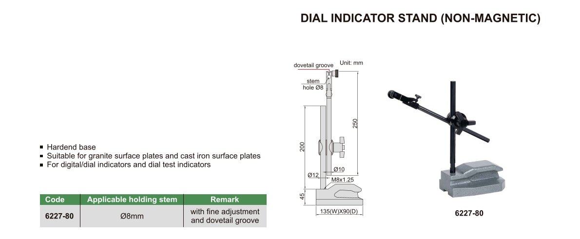 Messstativ für Messuhren (nicht magnetisch) - Ø8mm