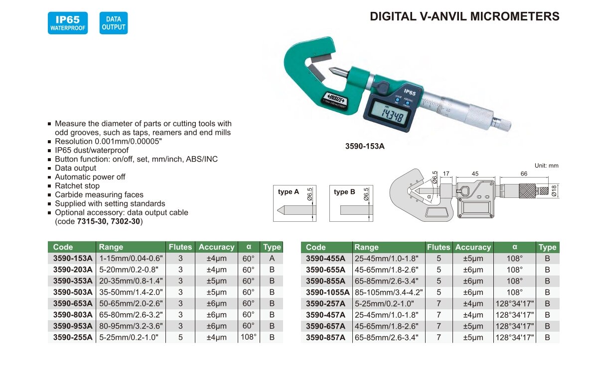 Digital Mikrometer / Bügelmessschraube mit V-Amboß