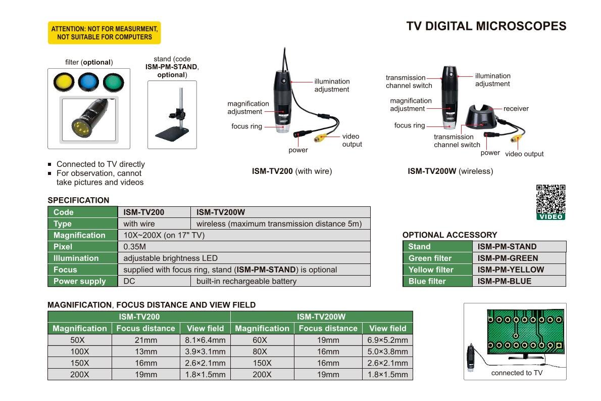 Digital Mikroskop, TV, 10x - 200x (17" TV)