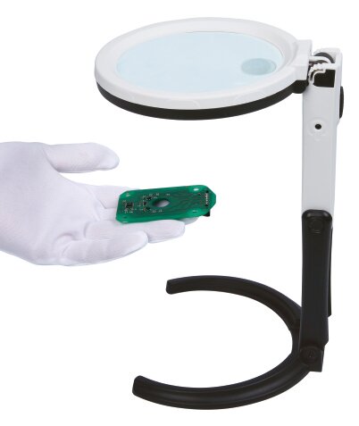 Dreiwege Lupe mit Beleuchtung - 2x/4x