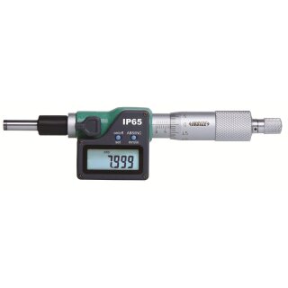 Digital Einbaumikrometer / Einbaumessschraube IP65 - rotierende Spindel - 0-25mm - mit Spannmutterflach (Hartmetall)