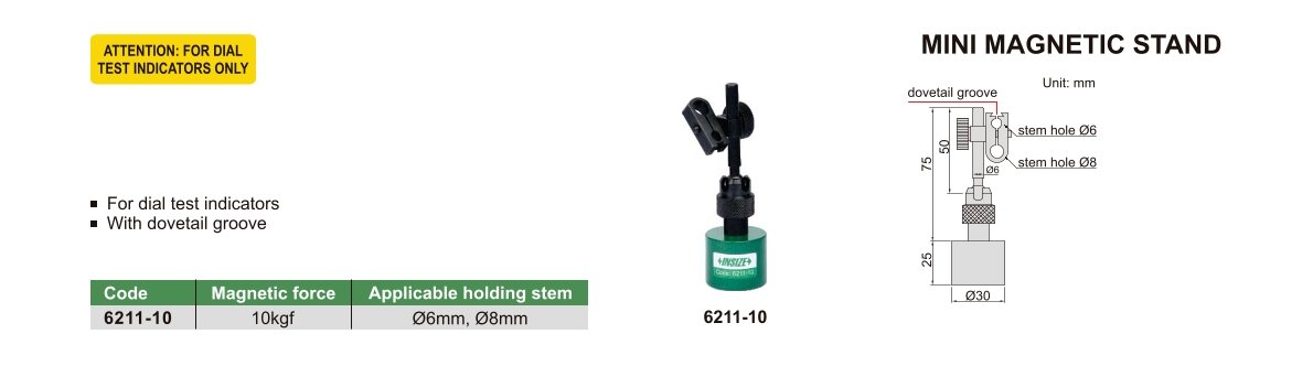 Mini Magnet-Messstativ - 10kgf - Ø6mm, Ø8mm