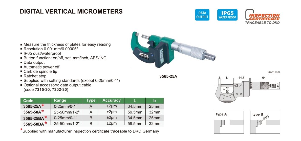 Digital Mikrometer / Bügelmessschraube mit vertikaler Anzeige