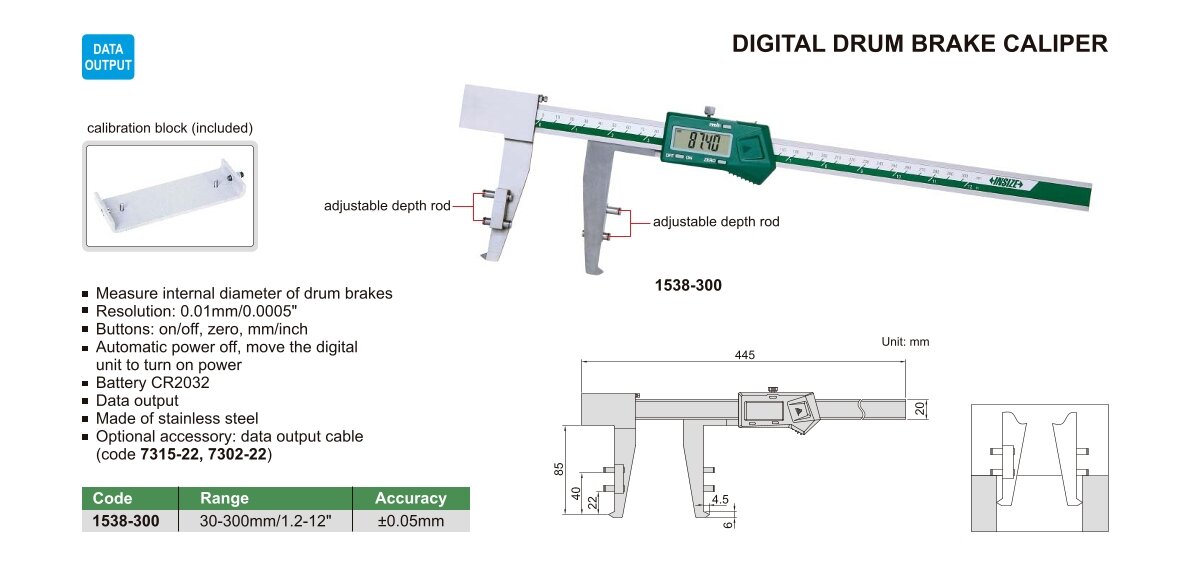Digital Bremstrommel Messschieber - 30-300mm - 30-300mm