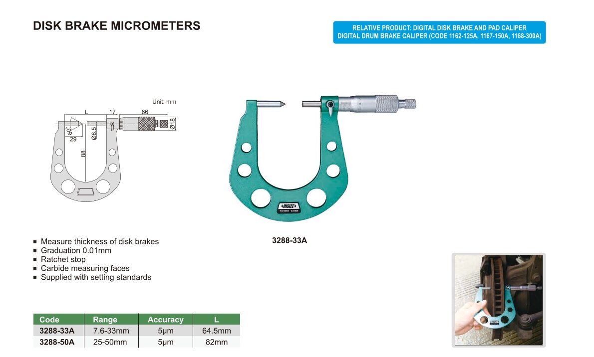Mikrometer / Bügelmessschraube für Bremsscheiben
