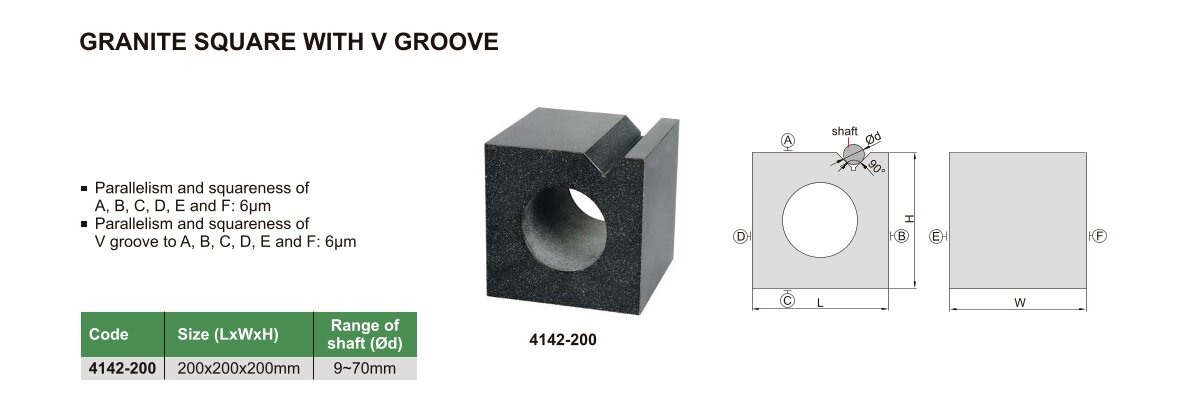Granitwinkel mit V-Nut - 200x200x200mm