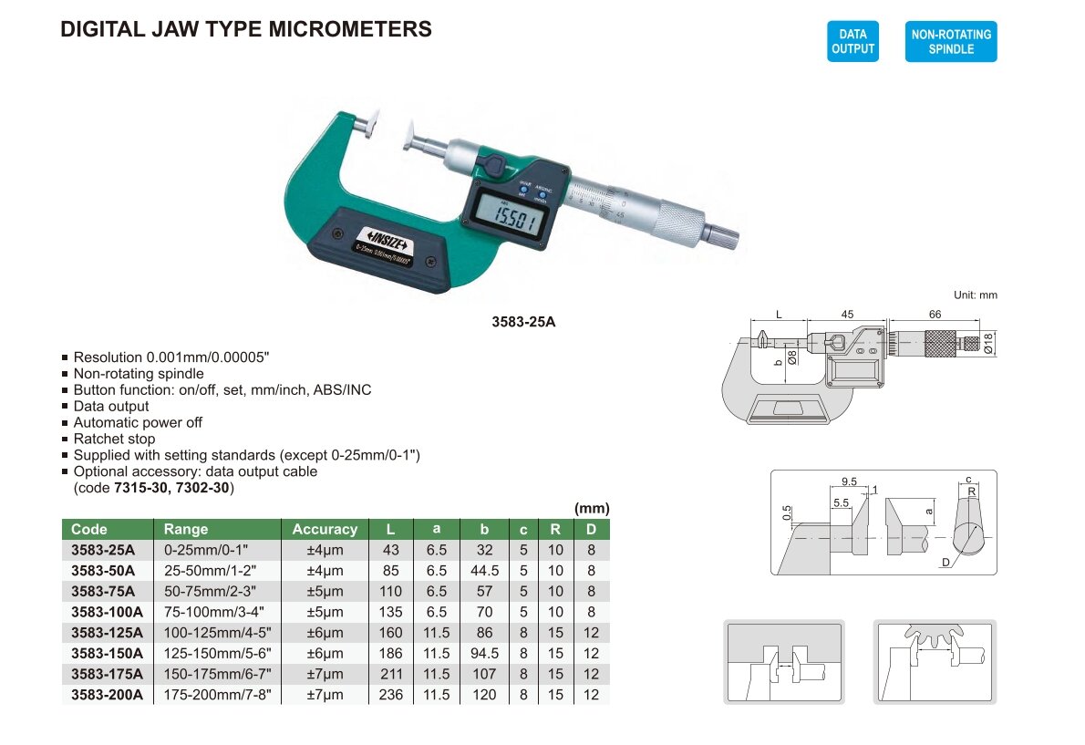 Digital Mikrometer / Bügelmessschraube mit Messbacken