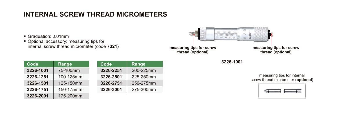 Nulleinsteller für Innenmikrometer / Innenmessschrauben der Serie 3226