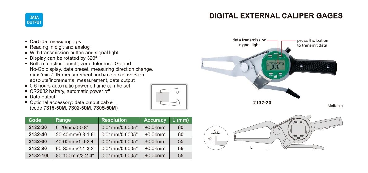 Digital Tastarm-Messuhr für Außenmessung