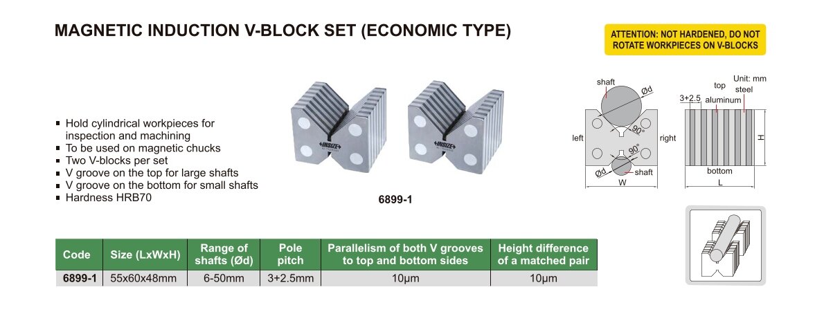 Magnet Prismen, Induktion, Paar (einfache Ausführung) - 55x60x48mm - 6-50mm