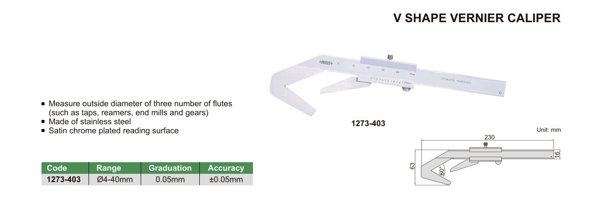 Analog V-Form Messchieber - Ø4-40mm
