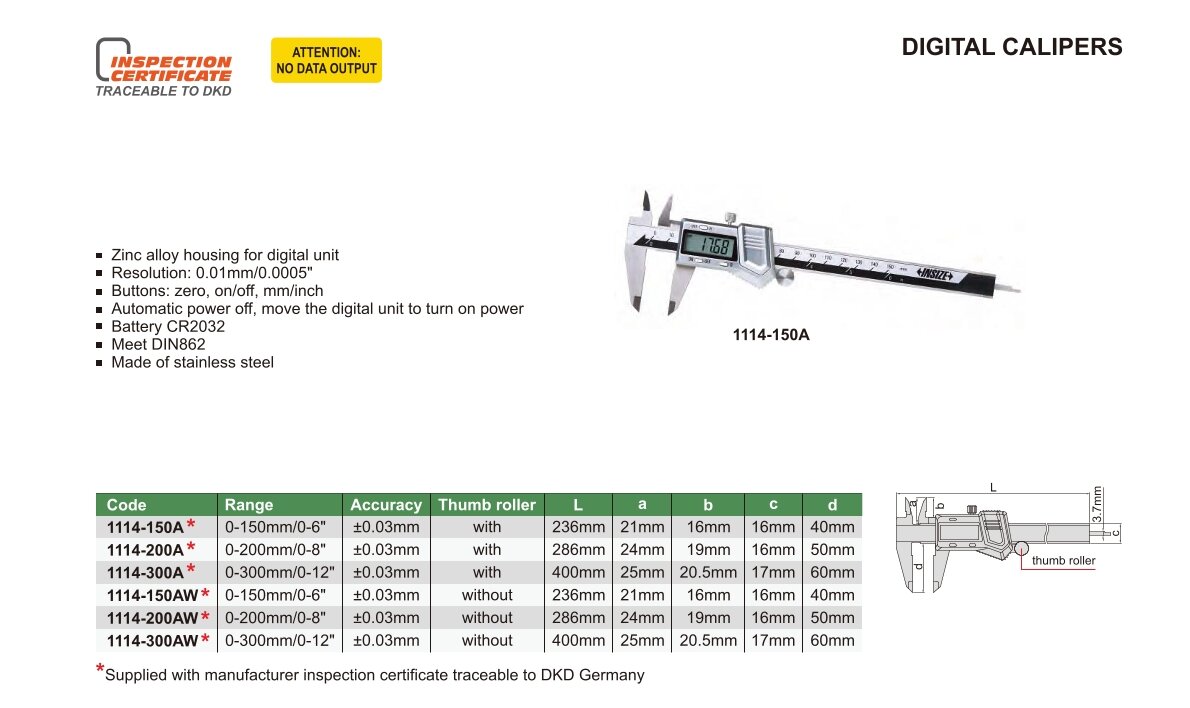 Digital Messschieber mit Displaygehäuse aus Zinklegierung
