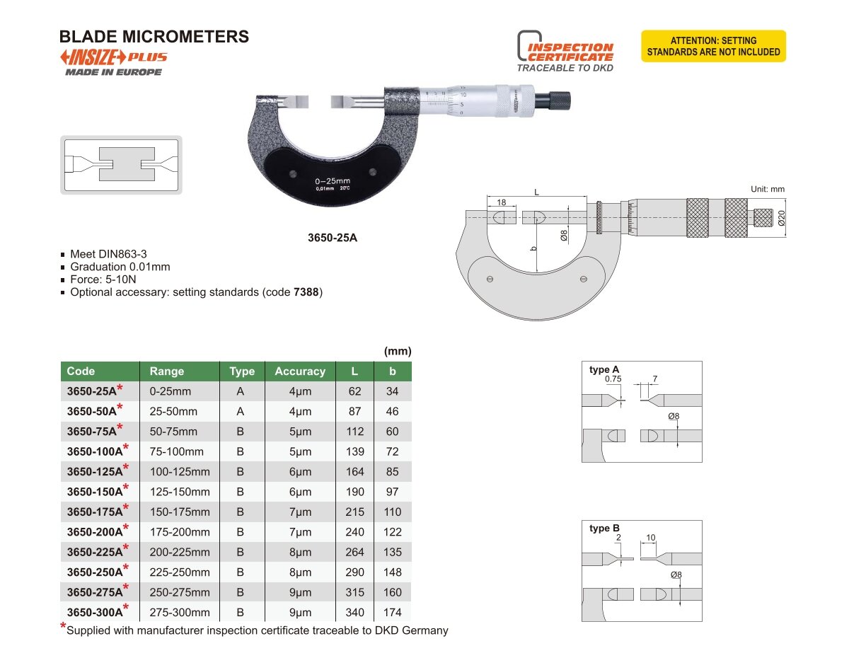 Mikrometer / Bügelmessschraube mit Messerschneiden