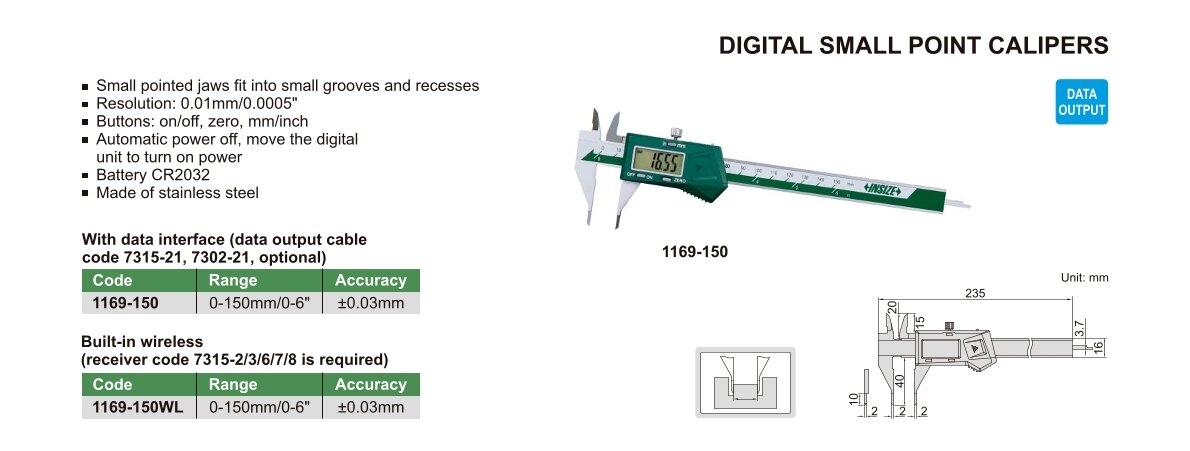 Digital Messschieber mit kleiner Punktauflage