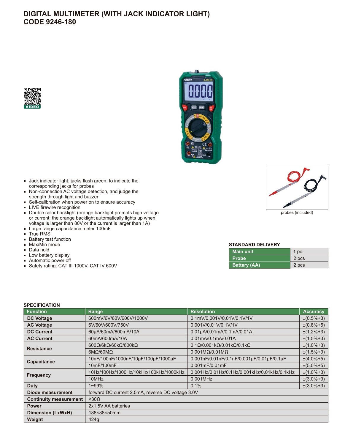Digital Multimeter (mit Buchsen-Kontrollleuchte