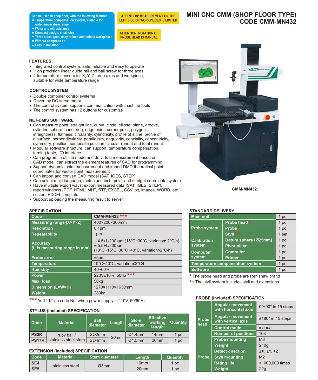 Taktile Mini-Koordinatenmessmaschine - 400x200x300mm