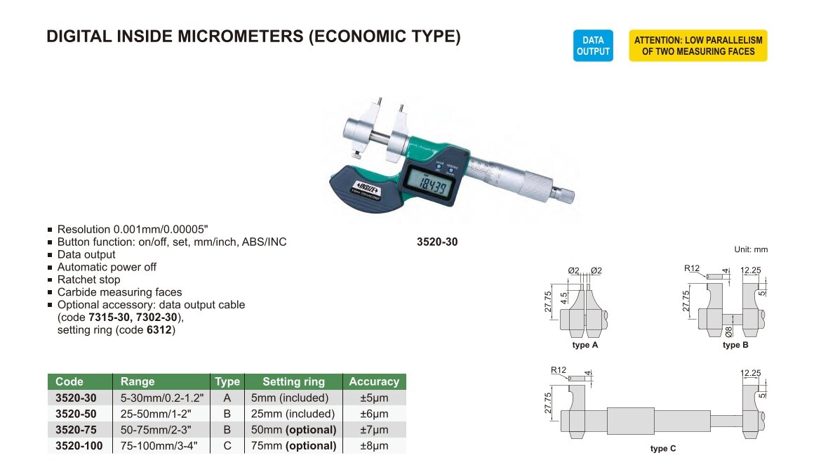 Digital Mikrometer / Bügelmessschraube für Innenmessung