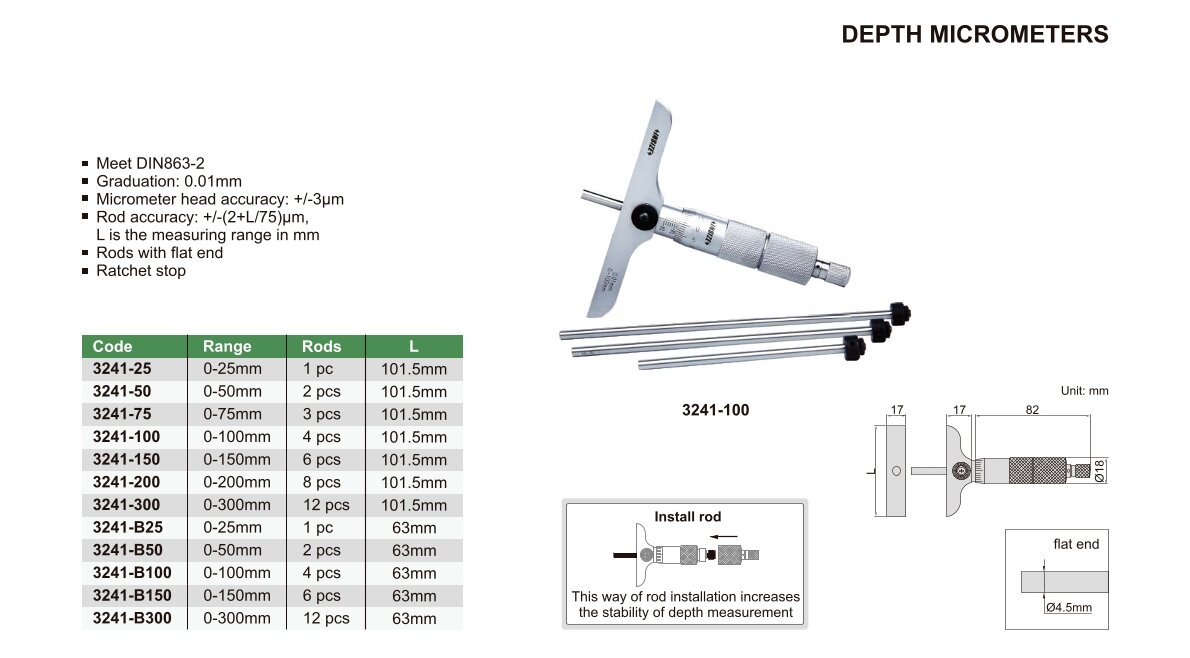 Analog Tiefenmikrometer / Tiefenmessschraube