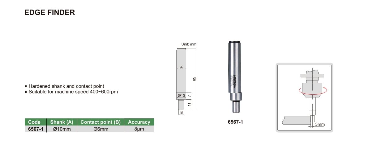 Kantentaster - Ø10mm - Ø6mm