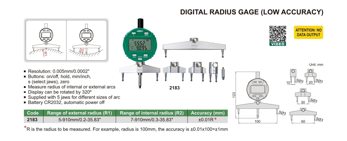 Digitales Radiusmessgerät - 5-910mm