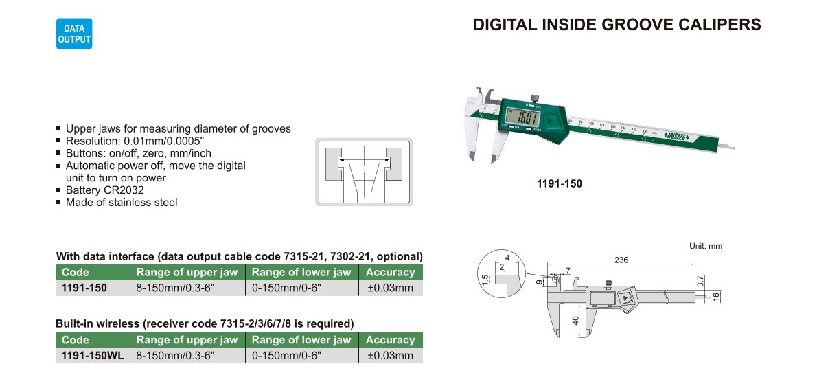 Digital Innennuten Messschieber