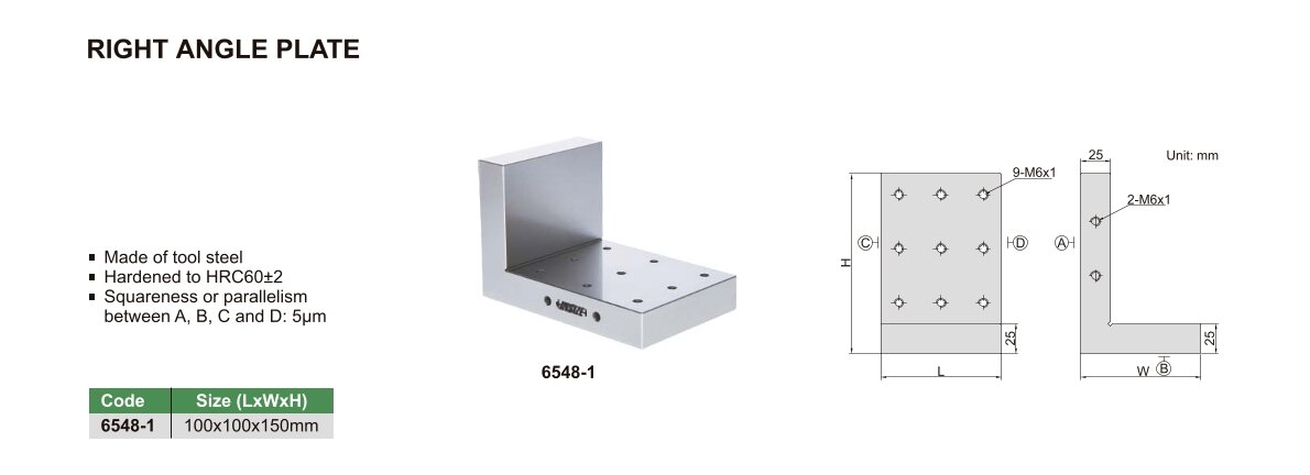 Winkelplatte rechtwinklig - 100x100x150mm