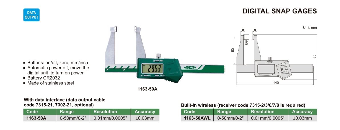 Digital Messschieber / Rachenlehre mit Tellermessflächen